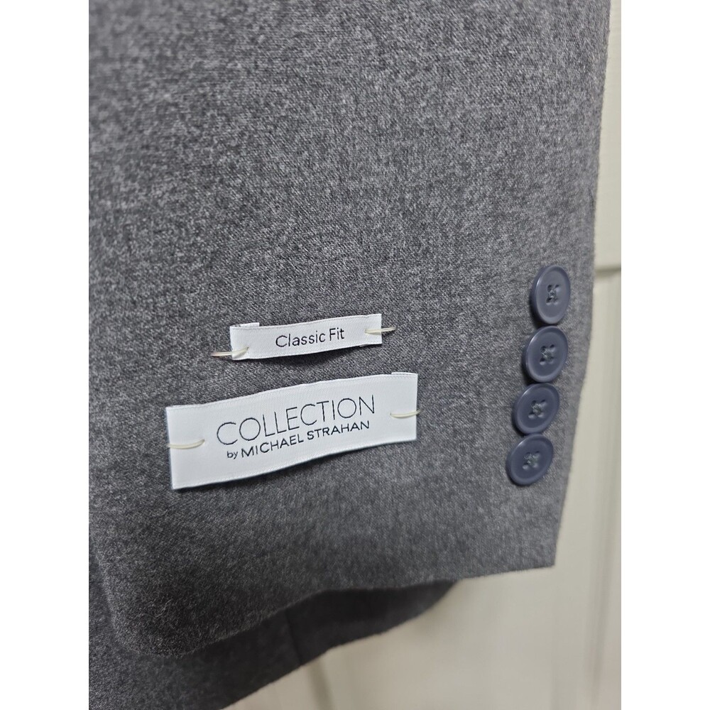 Collection By Michael Strahan 2 Button Suit Jacket 44R Grey Wool Fully Lined - Picture 3 of 13